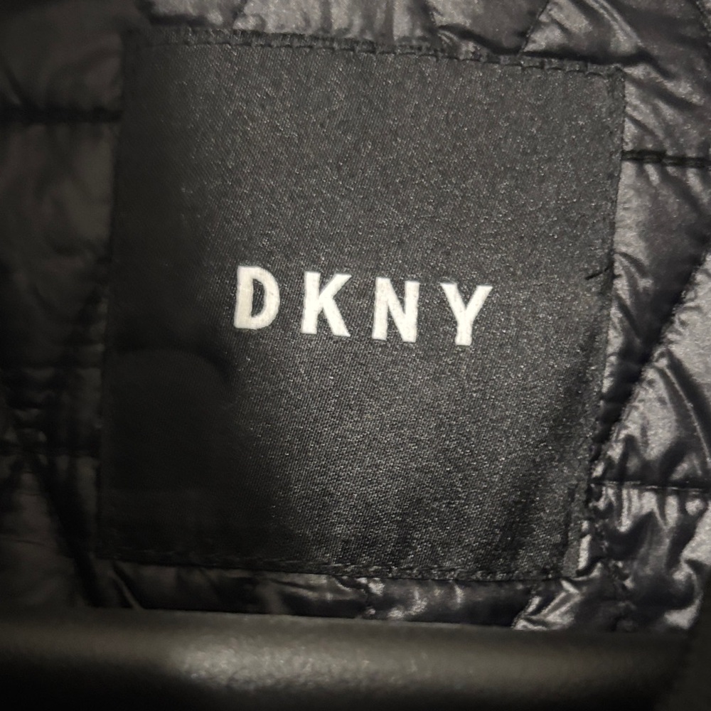 DKNY Jet Black Bomber Jacket Leather - Picture 3 of 5